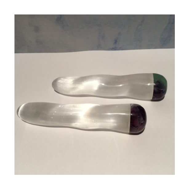 Selenite and Fluorite Wand IEC138A