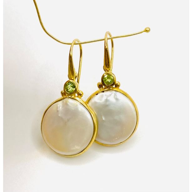 Pearl and Peridot Earrings PJG05
