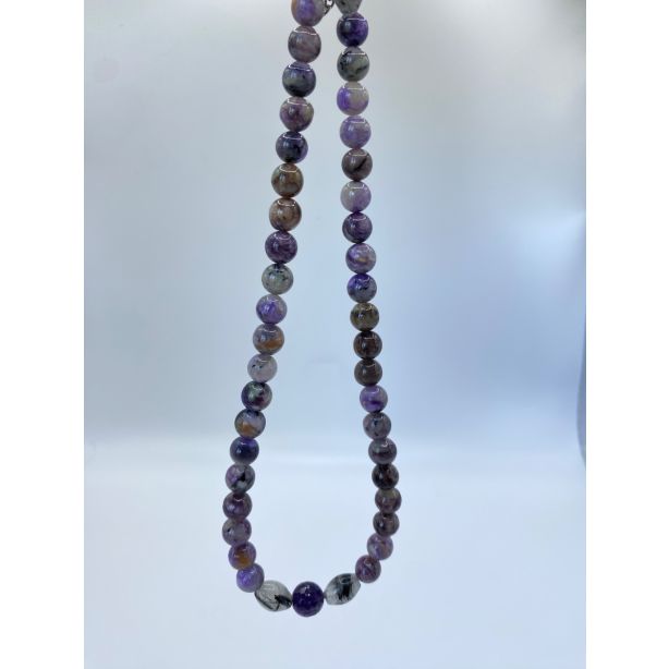 Rutilated Quartz and Charoite Necklace NA04