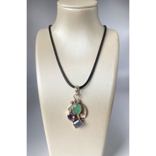 Chrysoprase and Amethyst Pendant NA3A