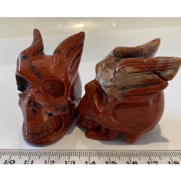 Red Jasper Winged Skull MBE543