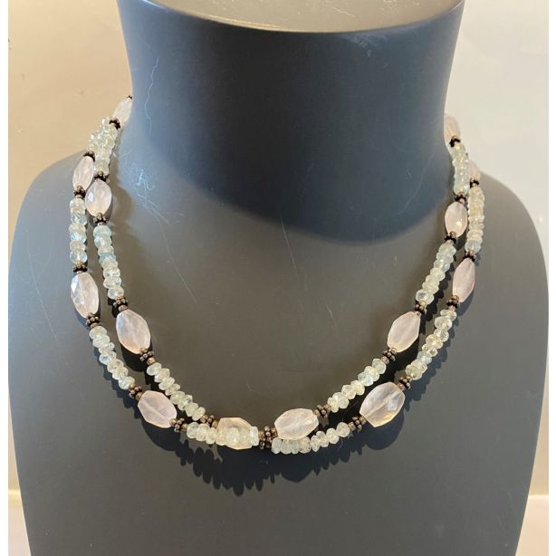Rose Quartz & Aquamarine Necklace N11