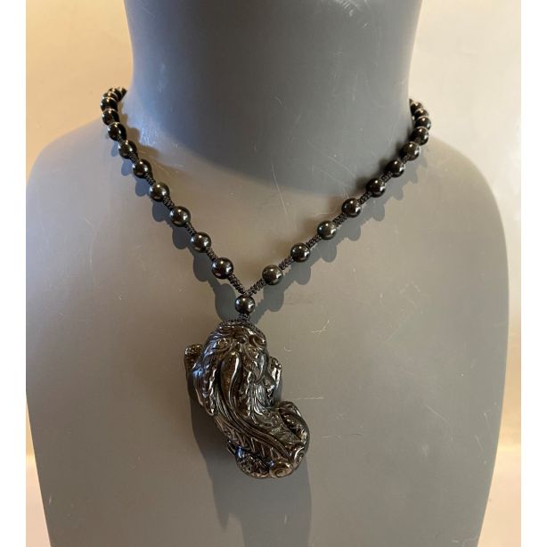 Gold Sheen Obsidian Pi Xiu Necklace N19