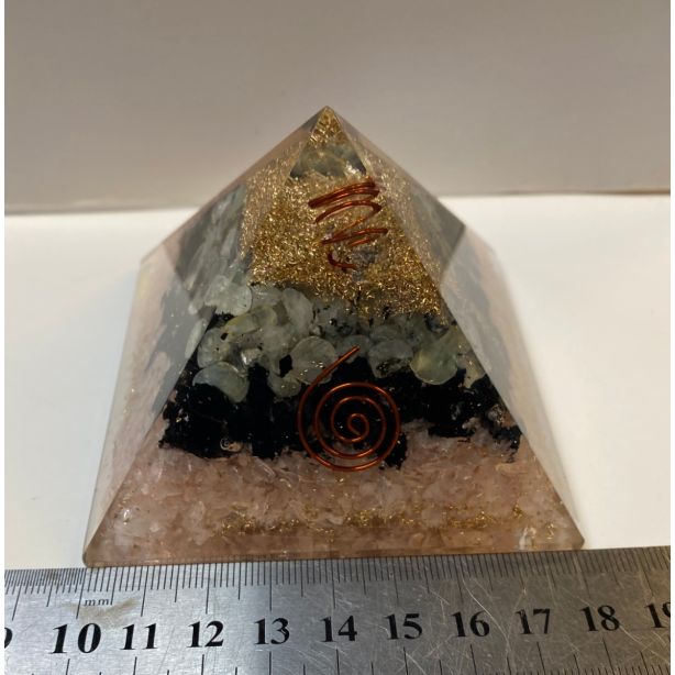  Orgonite Black Tourmaline, Epidote , Rose Quartz Pyramid WR11