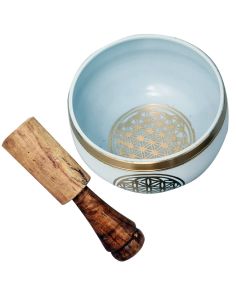SINGING BOWL - Flower of Life White 8 cm