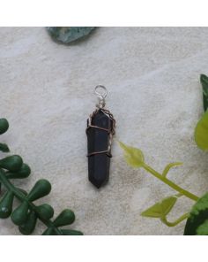 Shungite Wire Wrapped Double Terminator Pendant 3-4cm