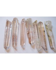 Clear Quartz points with Hematite