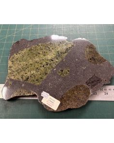 Olivine , Peridot on Basalt Slice CW784