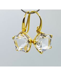 Clear Quartz YG Plated Earrings PJG02