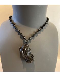 Gold Sheen Obsidian Pi Xiu Necklace N19